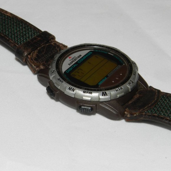 Timex Expedition Digital Watch Men Silver Tone Compass Indiglo 100M New Battery - Picture 9 of 11